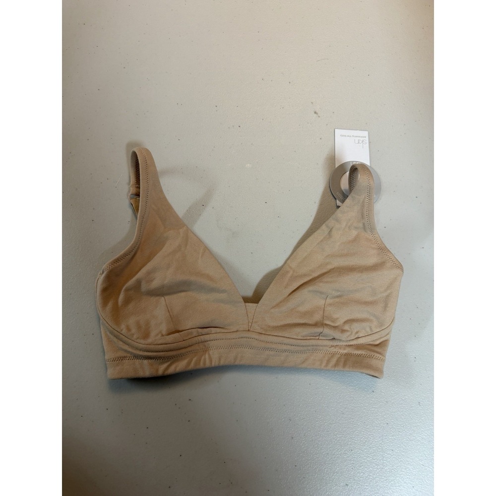 SKIN Worldwide Organic Pima Cotton Beige Macadamia Bralette Bra XS OCL70B